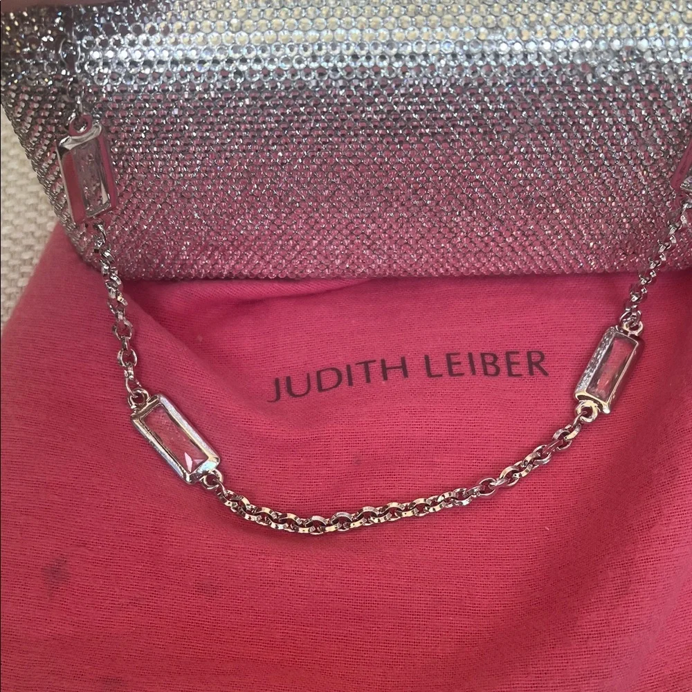 Judith Leiber Sparkling Silver Clutch. 6.5x3.5